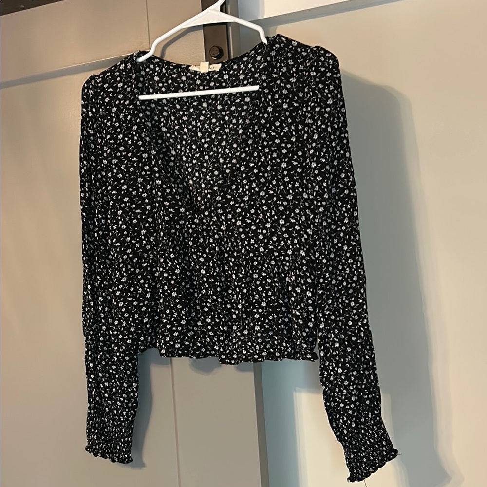 Floral Black and White Women's Top